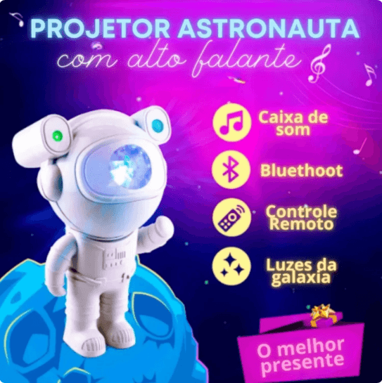 Luminária Astronauta com Som Bluetooth