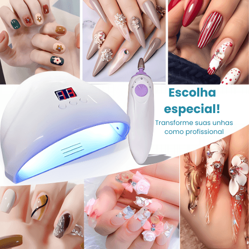 Kit NailPro - Secadora De Unha Led UV + Lixadeira Elétrica